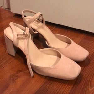 Cute pink squared block heel